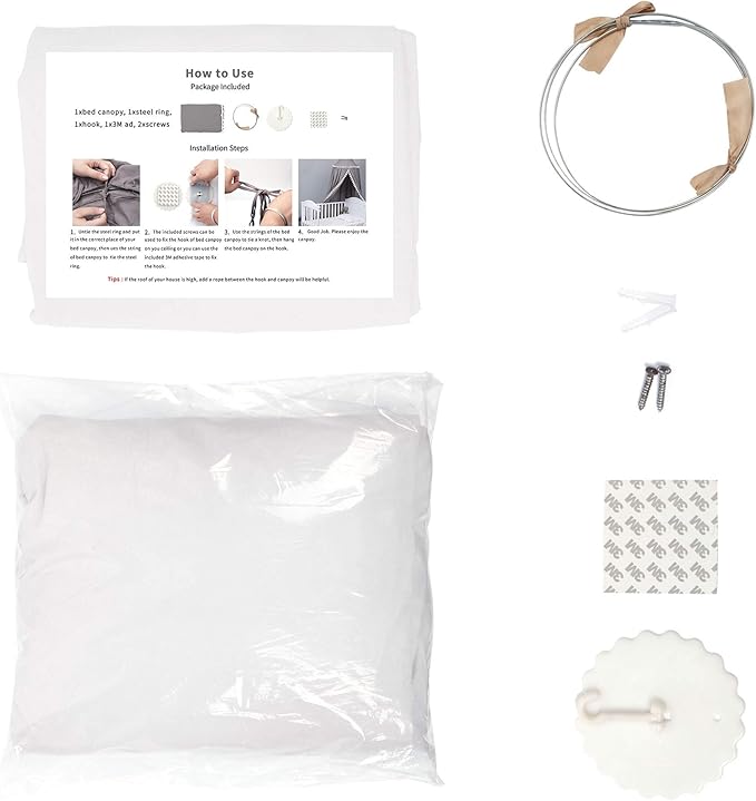 Bed Canopy with Frills Reading Nook Game Tent for Kids Boho Hanging Net Play Room Decor(White)