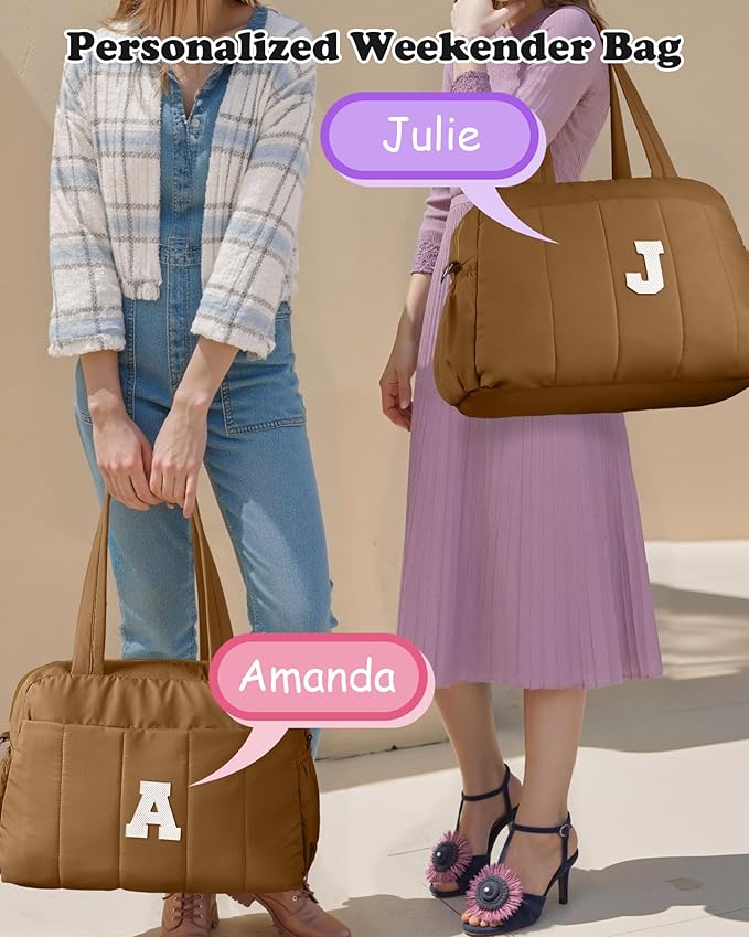 Girls Trendy Stuff-Duffle Bag with Letter, Carry On Bags for Women,Overnight Bag with Wet Pocket,Lightweight Travel Bags Personalized Gym Tote with Makeup Pouch