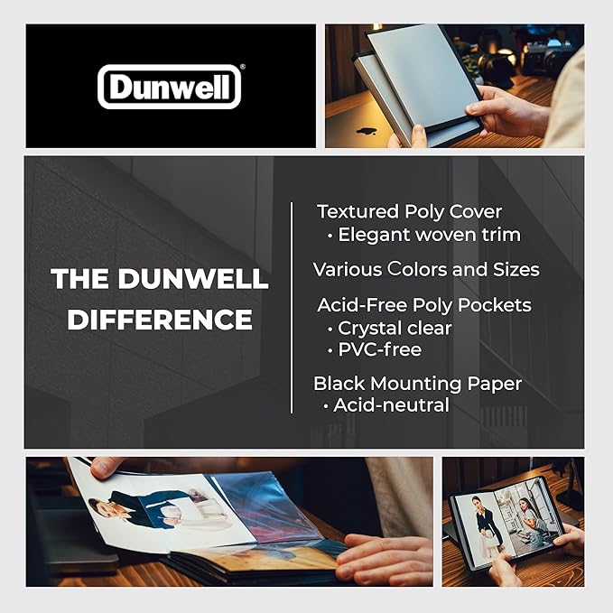 Dunwell Small Photo Album 5x7 (2-Pack), Mounting Paper, 5 x 7 Art Portfolio Binder, 24 Sleeves Display 48 Pages, Acid-Free Poly Professional Picture Book for 5x7 Artwork, Postcards