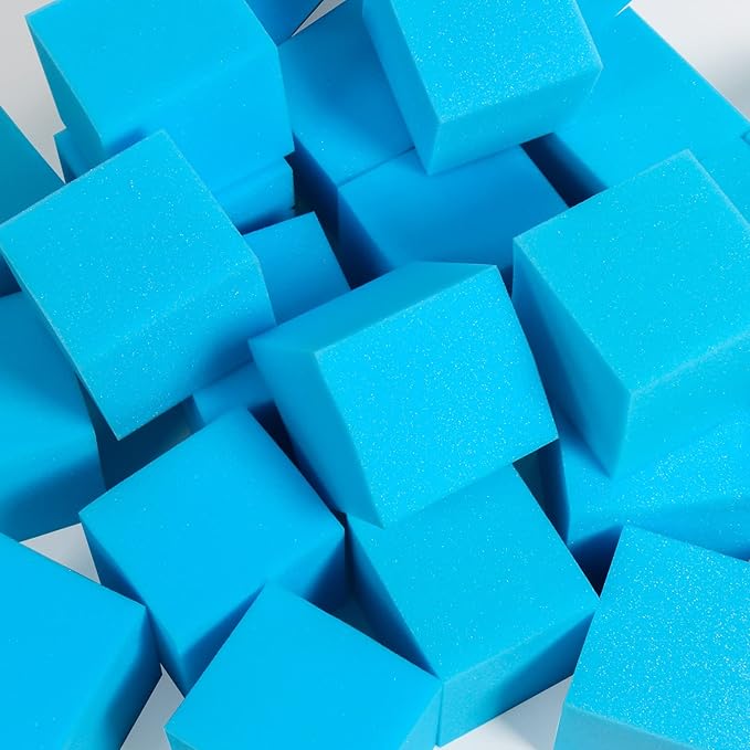 Foam Pit Cubes - 24 PCS 5 Inches Gymnastics Foam Blocks Trampoline Blocks, Multi-Sport Protective Padding for Freerunning, Trampoline, Parkour, Skate Parks & BMX - Blue