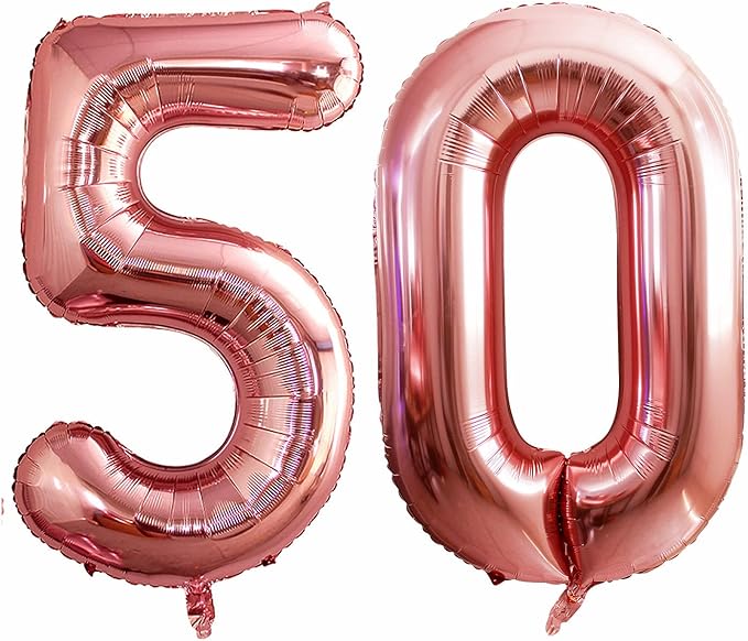 GOER Number 50 Balloons for 50th Birthday Party Decorations,42 Inch Jumbo Foil Helium Balloons for 50th Anniversary (Rose Gold)
