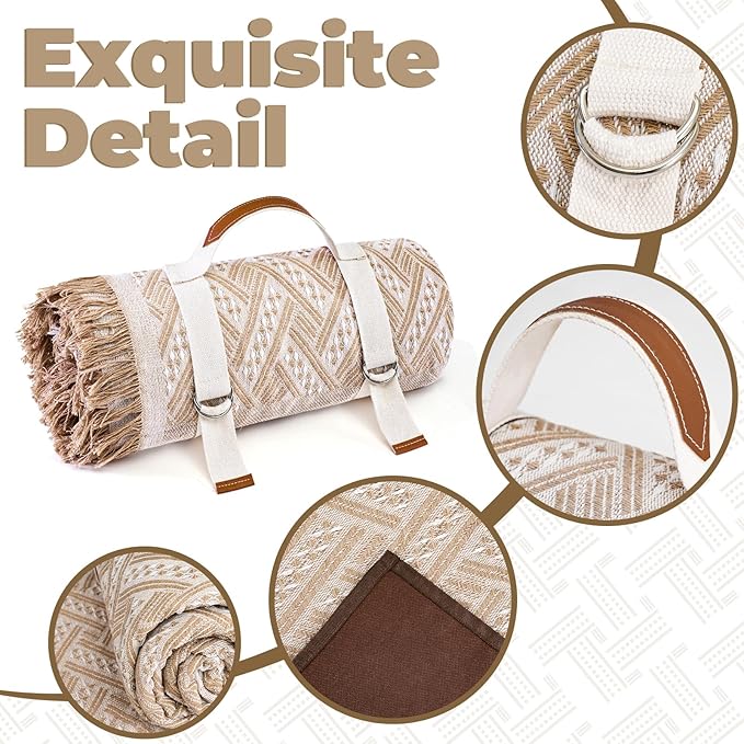 2 in 1 Extra Large 80"* 80" Rug Picnic Waterproof Outdoor Beach Blanket Foldable Camping Mat Car Travel Necessities Mountaineering Essentials Camper Accessories Backpacking Gear Trip Supplies