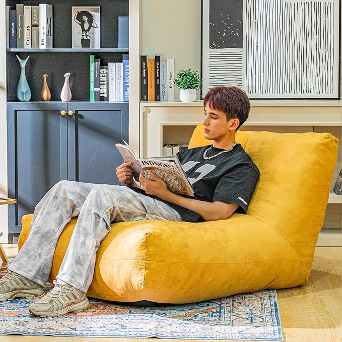 Bean Bag Chair Lazy Bean Bag Sofa, Floor Beanbag Chairs with Stuffed High-Density Foam, Memory Foam Bean Bag Sofa for Living Room, Bedroom and Office