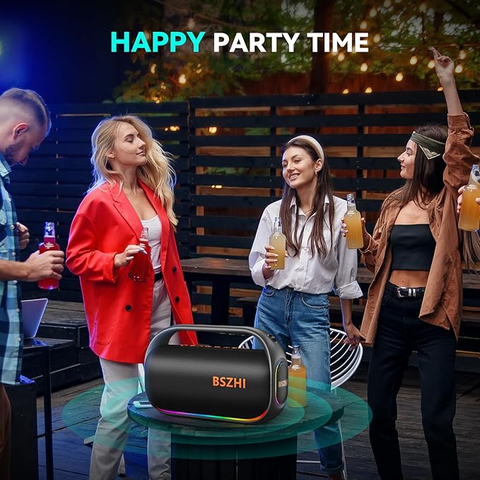 80W(120W Peak) Bluetooth Speaker Loud, Portable IPX6 Waterproof Bluetooth Speakers Wireless TWS for Outdoor, Party, Travel, and Beach Camping with Light, BT5.0, USB/TF Card, AUX