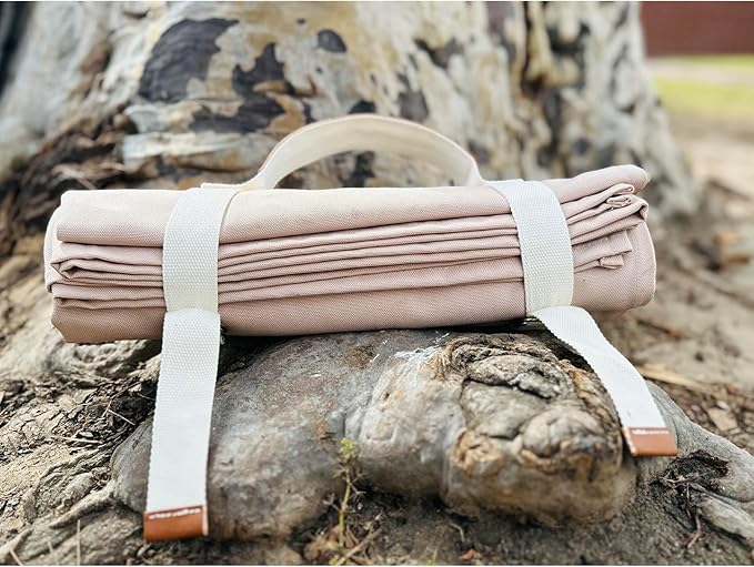 4'9" x 6'3" White Lightweight Water-Resistant Canvas Mat – Picnic, Outdoor, Beach, Park, Camping, Toy Mat