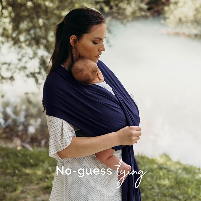 Boba Baby Wrap Carrier – Original Baby Sling Carrier for Newborns (7–35 lbs), Soft, Secure, Hands-Free & Ergonomic, Ideal for Comfortable Bonding, New Parents (Navy Blue)