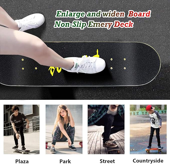 Easy_Way Complete Skateboards- Standard Skateboards for Beginners Kids Boys Girls Teenager- 31''x 8''Canadian Maple Cruiser Pro Skate Board, Skateboards