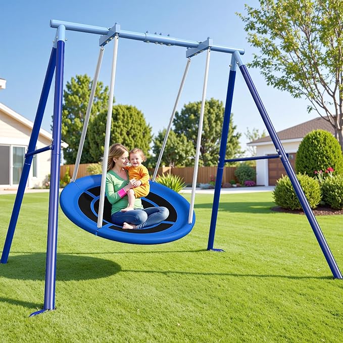 50-Inch Saucer Swing for Kids & Adults - Heavy-Duty 600 lbs Capacity, Indoor & Outdoor Use, Easy Assembly, for Outdoor Fun & Autism Relaxation
