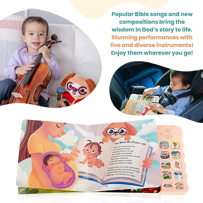 GO GO Songs of Creation and Praise: Christian Baby Books with 8 Songs, Singing Toy, Sound Play for Ages 1-5, Musical Learning, and Interactive Praise Gift for Kids, Bible for Toddlers 1-3