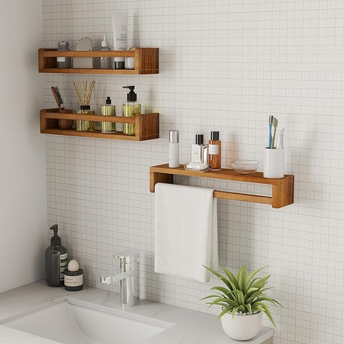 Heimlove Nursery Floating Shelves, Nursery Book Shelves for Wall, 16 inch Wall Bookshelf for Kids Solid Wood Wall Mounted Shelves for Books,Toys and Decor Storage, Set of 2