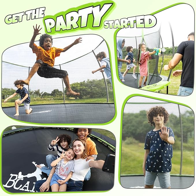 BCAN 8FT 10FT 12FT 14FT 15FT 16FT Recreational Trampoline with Enclosure for Kids Adults, ASTM Approved, Outdoor Trampolines with Ladder for Kids