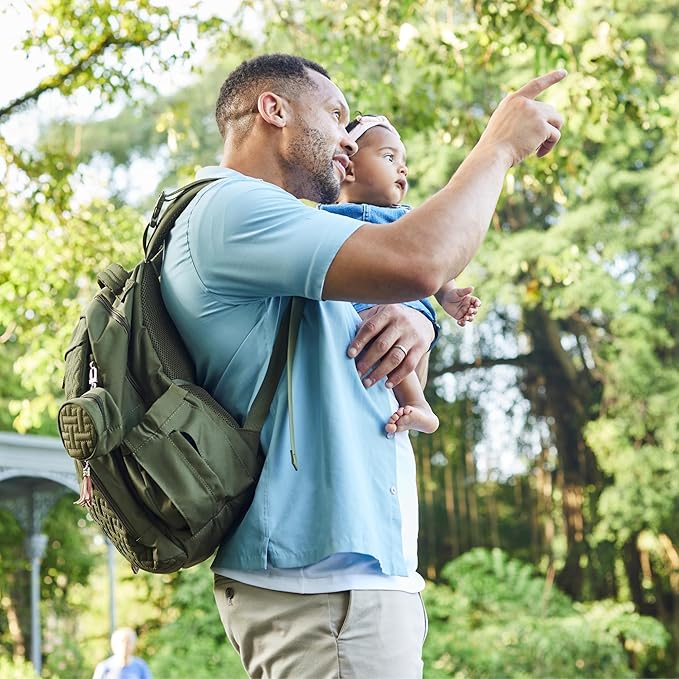 BabbleRoo Diaper Bag Backpack, Travel Backpack with Changing Pad, Pacifier Case & Stroller Straps, Multifunction, Waterproof, Unisex - Dark Gray