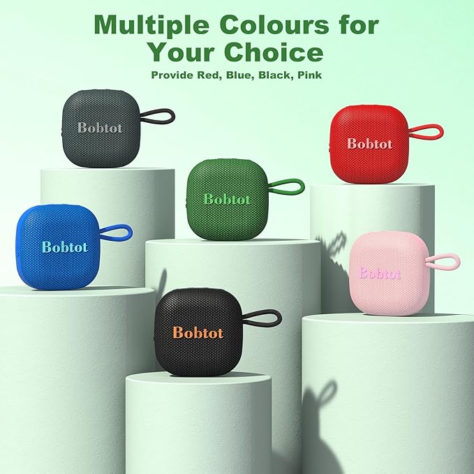 Bobtot Portable Bluetooth Speakers Wireless - IPX7 Waterproof Mini Shower Speaker with 16 Hours Playtime, Loud Stereo Sound, Rich Bass, TWS, Built-in Mic, Small Size for Travel Sport, Green