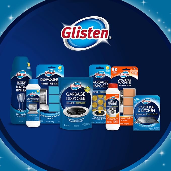 Glisten Dishwasher Cleaner, Removes Limescale, Rust, Buildup, and Grease, Lemon Scent, Made in the USA, 12 Ounce Bottle, 3-Pack