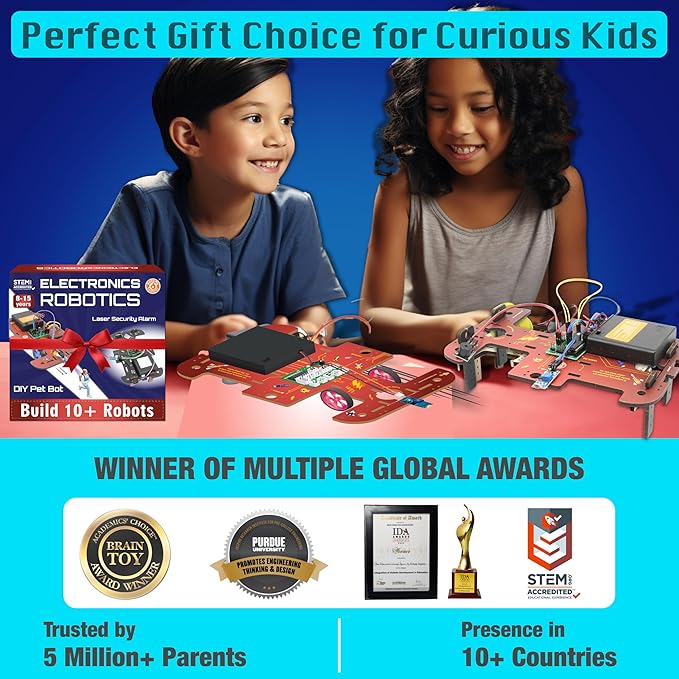 Butterfly EduFields 10-in-1 STEM Robotics Kit for Kids Ages 8-14 | Electronics & Engineering Science Kit with Circuit Board Projects | Educational Robot Building Kit