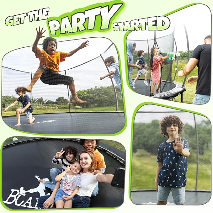 BCAN 8FT 10FT 12FT 14FT 15FT 16FT Recreational Trampoline with Enclosure for Kids Adults, ASTM Approved, Outdoor Trampolines with Ladder for Kids