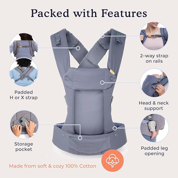Beco Gemini Baby Carrier from Newborn to Toddler - Certified Ergonomic Newborn Baby Carrier for Infants and Children of 7-35 lbs - M Shape, Adjustable Seat, 100% Cotton (Dots)