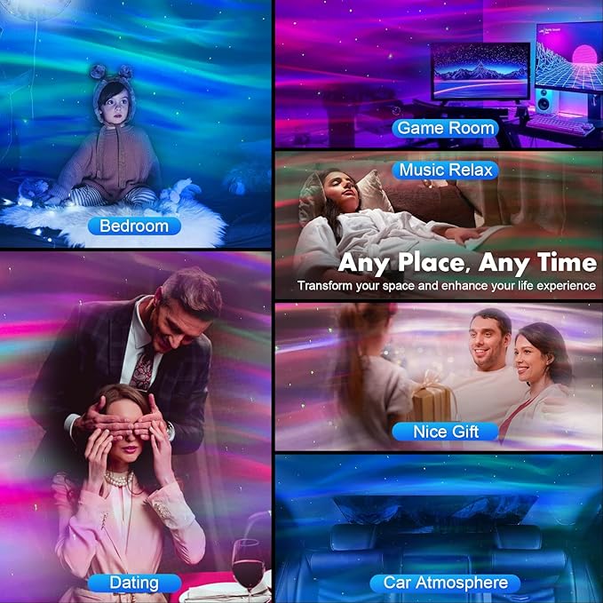 ENOKIK Northern Light Projector, Aurora Star Projector Built-in Bluetooth Speaker, White Noise Machine for Kids Adults, Galaxy Light for Bedroom/Ceiling/Party/Gift (White)