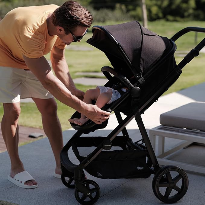 Mompush Baby Stroller, Convertible 2-in-1 with Bassinet Option, Infant Car Seat Compatible, Includes Adapter - Sturdy Full-Size Infant Stroller for Family Adventures