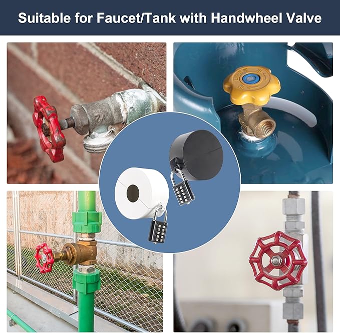 2 Pack Door Knob Lockout Device with Padlock,Temporary Door Handle Lock Cover for Dementia Patients/Child Proof, Outdoor Water Faucet Lock Cover - Black