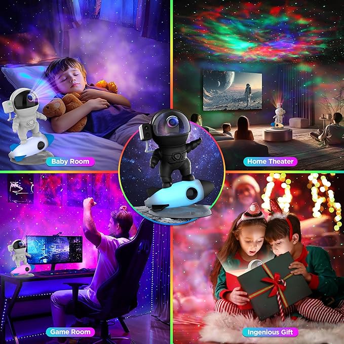 Astronaut Galaxy Projector for Bedroom, Star Projector Galaxy Light with App & Remote Control, White Noises, Bluetooth Speaker, Rocket Night Light for Kids, Ceiling, Gifts, Room Decor