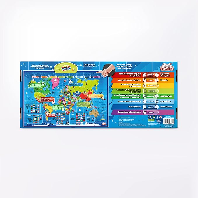 BEST LEARNING i-Poster My World Interactive Map - Educational Talking Toy for Kids of Ages 5 to 12 Years Old