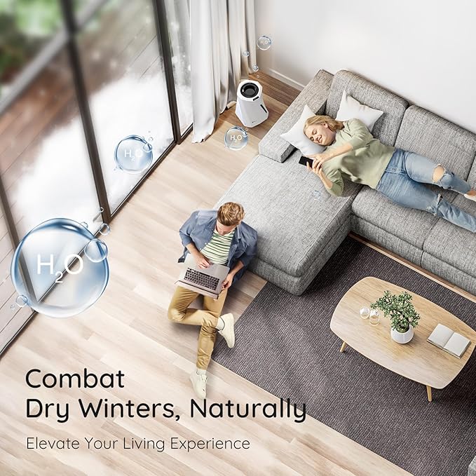 Airdog H5 Evaporative Humidifier for Baby- Mist-Free Humidifier, Mold Free humidifier, Quiet, LED Water Level Display for Premium Home Décor & Protection, Washable Filter, 0.8 Gallon Tank, 5 Modes