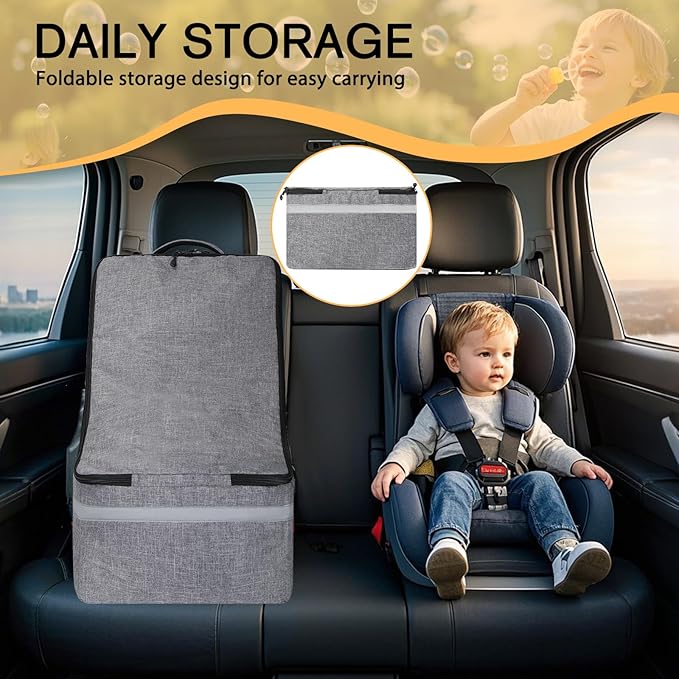 Car Seat Travel Bag for Airplane,Infant Seat Travel Bag with Shoulder Strap,Padded Car Seats Backpack with Reflective Stripes,Large Carseat Carrier Bag Travel Car Seat Cover,Grey
