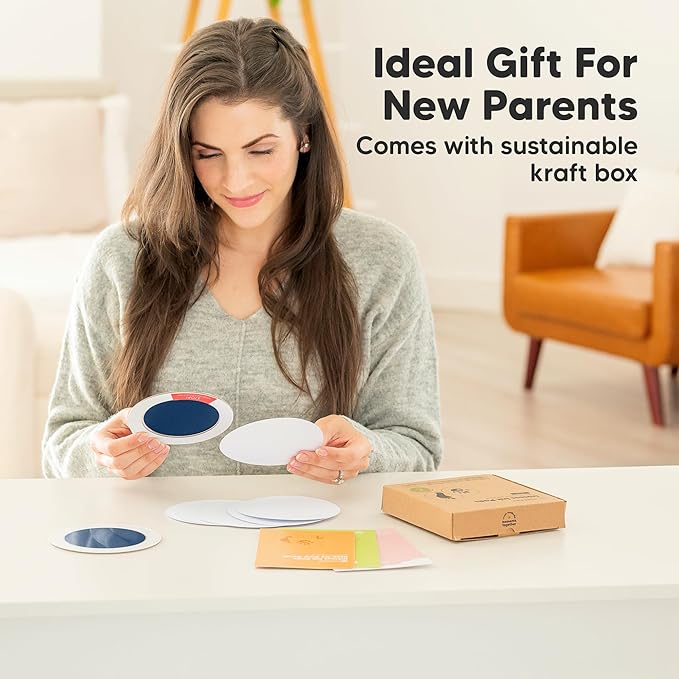 2-Pack Round Inkless Baby Hand and Footprint Kit - Mess Free Ink Pad for Newborn Keepsake, Dog Nose & Paw Print Kit, Clean Touch Ink Pad for Baby Hand & Footprints, Ideal New Mom Gifts (Navy)