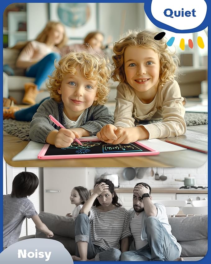 Bravokids 12 Inch LCD Writing Tablet for 3 Year Olds - Electronic Drawing Pad and Doodle Board as Educational Birthday Gifts for Girls and Boys (Pink)