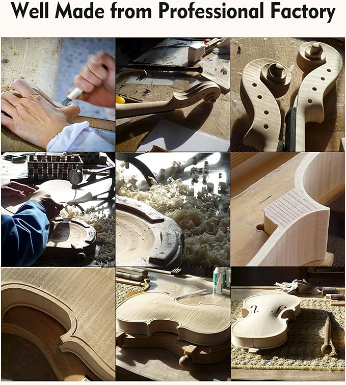 ADM 1/2 Size Wood Violin Set for Kids Teens Students Adults Beginner Acoustic Violin Matte Fiddle Starter Kit with Hard Case, Rosin, Shoulder Rest, Bow, Clip-on Tuner and Fingerboard Sticker