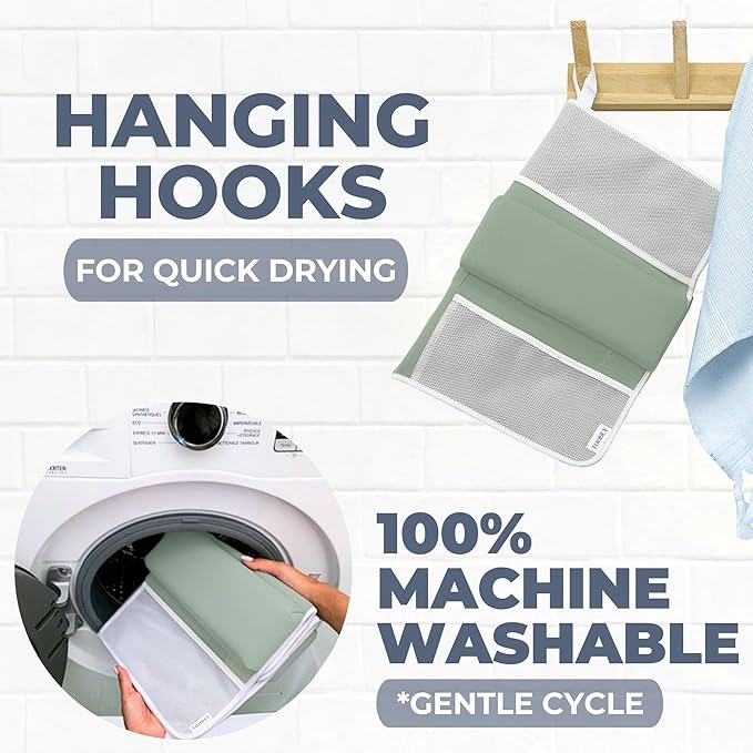 Comfortable Baby Bath Kneeler and Elbow Rest Pad Set – Thick Memory Foam Bath Kneeling Pad with Elbow Support – Baby Bathtub Cushion with Toy Organizer for Bathing Infant or Toddler - Green