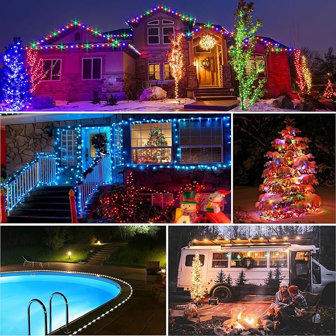 33FT Solar Rope Lights Outdoor Waterproof, 18 Colors Changing Fairy String Light USB & Solar Powered with Remote, 100 LEDs Multicolor Trampoline Light Rope Lighting for Outside Christmas Party