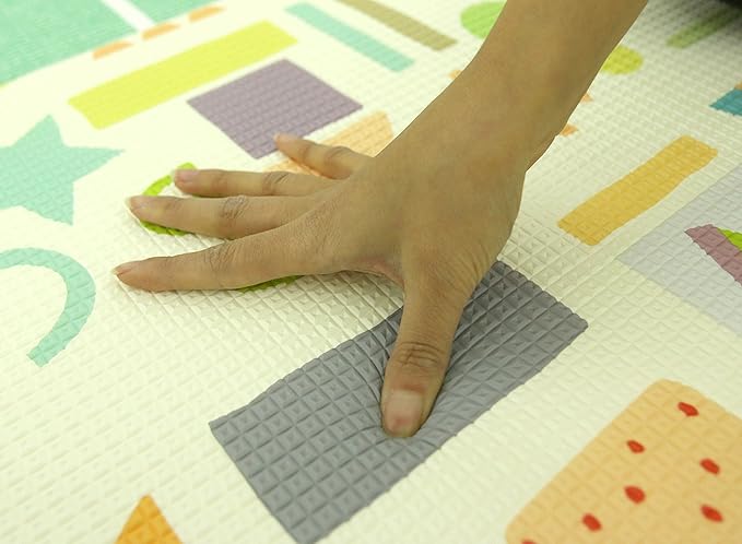 Baby Care Play Mat (Large, Sea Petals - Green) Original One-Piece Reversible Rollable Waterproof Play Mat for Infants, Babies, Toddler, and Kids