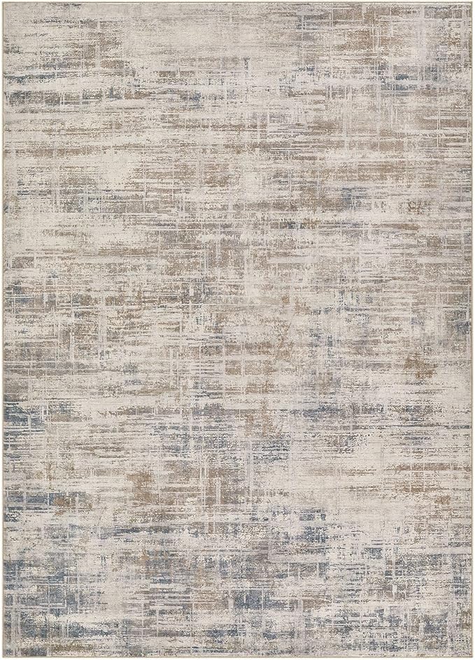 Area Rug for Living Room: 10x12 Washable Neutral Abstract Modern Soft Rugs Non Slip Indoor Floor Stain Resistant Large Carpet for Bedroom Dining Room Office Nursery - Brown