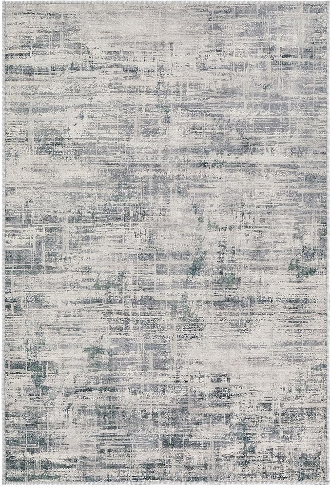 2x3 Entryway Area Rugs: Washable Neutral Abstract Small Rug Door Mat Non-Slip Soft Low Pile Indoor Carpe for Entrance Kitchen Front Door Bathroom Entry Kids Room - Gray