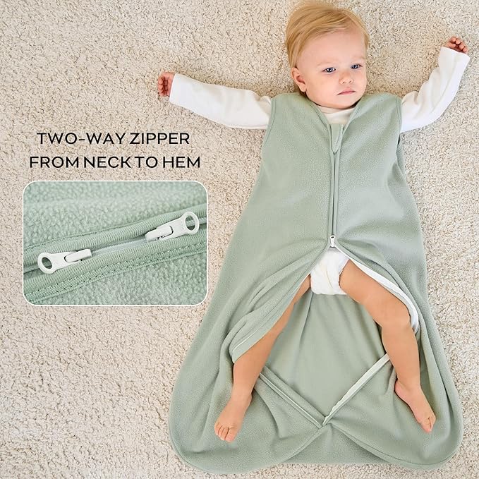 JELLYMONI Fleece Baby Sleep Sack 12-18 Months, 2 Pack 1.5 TOG Baby Wearable Blanket Winter Infant Sleeping sack with 2-Way Zipper, Warm Toddler Sleep Sack