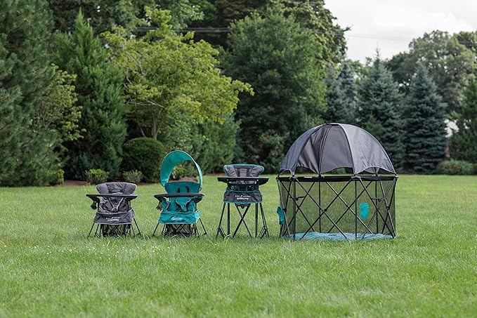 Baby Delight Go With Me Eclipse Mesh Portable Playard | Playpen | Sun Canopy | Indoor and Outdoor | Watercolor Stripe Base