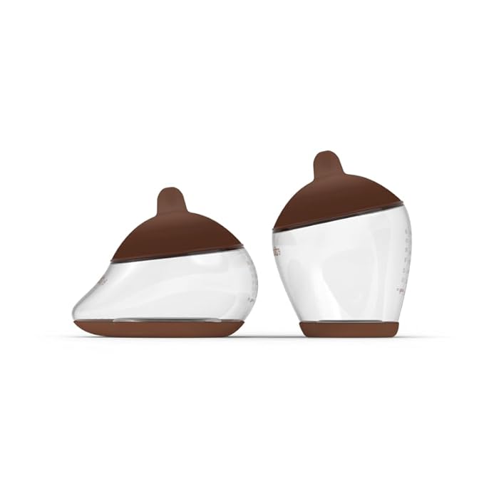 Baby Bottle Starter Kit Includes 2 Bottles 2 Nipples 2 Caps 2 Lids 2 Responsive Flow Valves, Cleaning Brush - Deep - Shape 3-RFV