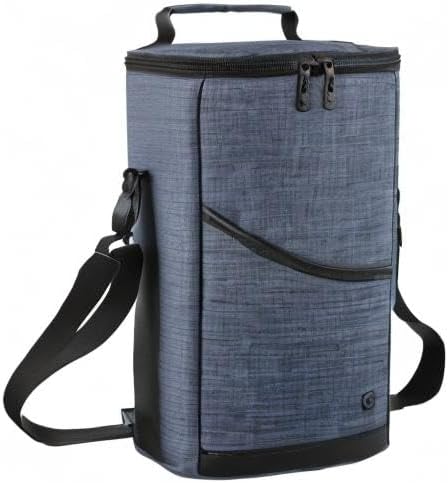 ALLCAMP 2 Bottle Wine Tote Carrier - Insulated Portable Padded Canvas Wine Bag for Travel, BYOB Restaurant, Wine Tasting, Party, Great Christmas Day Gift for Wine Lover，Blue