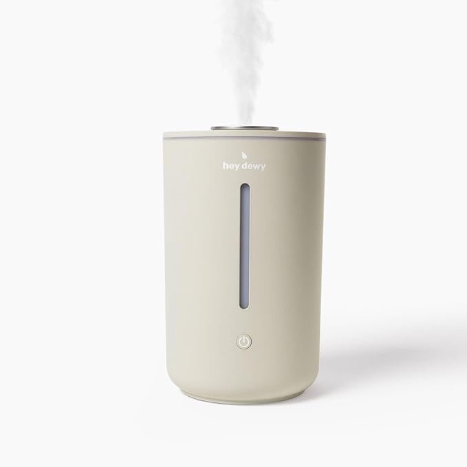 Hey Dewy Wellness Humidifier - for home, office, bathroom spa, or bedroom, with cool utrasonic mist hydration (Sand)