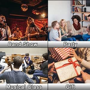 EASTROCK 3 Pack Double Row Tambourine Metal Jingles Hand Held Percussion Half Moon Tambourine for Kids, Adults, KTV, Party (Black, Blue, Red)