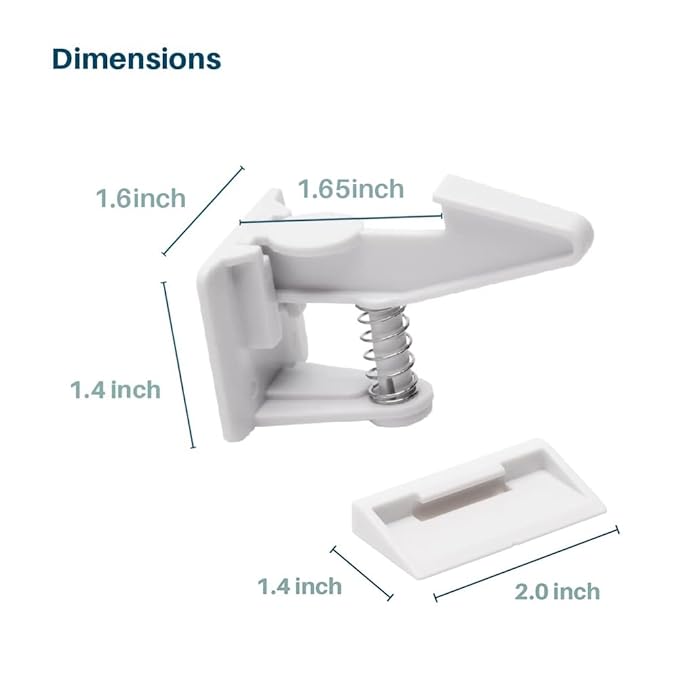 Inaya Cabinet Locks Baby Proofing - Child Proof Drawer Locks - Child Safety Cabinet Latches with 3M Adhesive Easy Installation - No Drilling or Extra Screws (8 Pack)