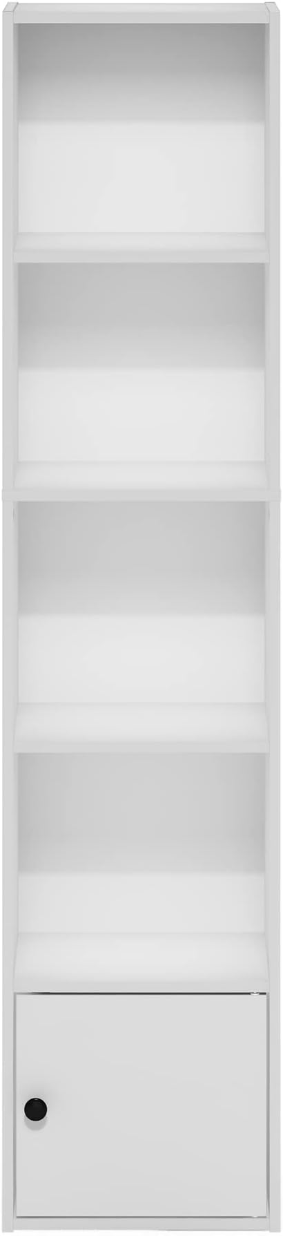 Furinno Luder Shelf Bookcase with 1 Door Storage Cabinet, White
