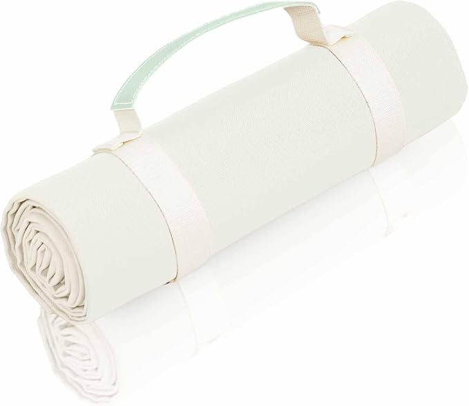 4’9” x 6’3” White Lightweight Water-Resistant Canvas Mat – Picnic, Outdoor, Beach, Park, Camping, Toy Mat