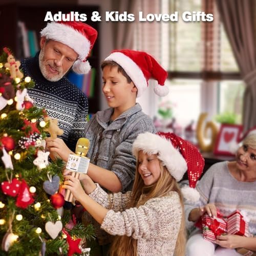 BONAOK Wireless Bluetooth Karaoke Microphone,3-in-1 Portable Handheld Karaoke Mic Speaker Machine Home Party Birthday for All Smartphones (Q37 Gold)