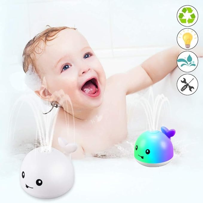 ZHENDUO Baby Bath Toys, Whale Spray Water Bath Toy, Sprinkler Bathtub Shower Toys for Toddlers Kids Boys Girls, Pool Toy for Baby (White)