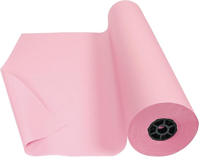 Colorations Arts and Crafts Paper Roll - 36" x 1000', Pink, Dual Surface, Markers, Finger Paints, Painting, Watercolors, Acrylic Paints, Wall Art, Bulletin Board Paper, Kids Crafts (Item # DSPK)
