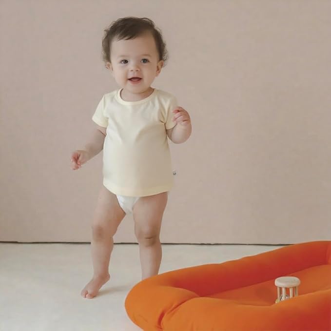 Baby Lounger - Snuggle Cozy Me Infant Lounger for Newborns | Breathable & Soft, Portable Awake-Time Pad, Essential Baby Gift- Orange (Lounger Cover Included)