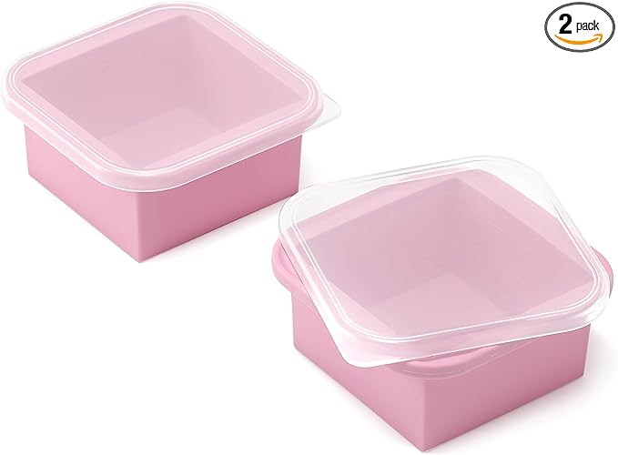 2-Cup Silicone Freezer Trays with Lids – Perfect for Meal Prep, Portion Control, and Easy Freezing-Meal Prep Container Molds for Soup,Leftovers (Cotton Candy, 2 Pack)